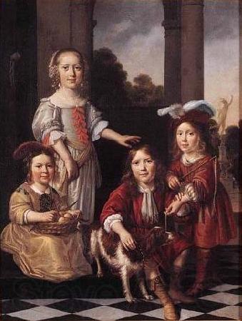 MAES, Nicolaes Portrait of Four Children Norge oil painting art